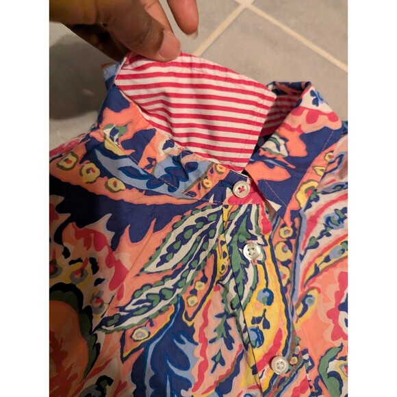 Talbots Cotton Button Front Shirt -Botanical Paisley Long sleeve.size M - Picture 5 of 14